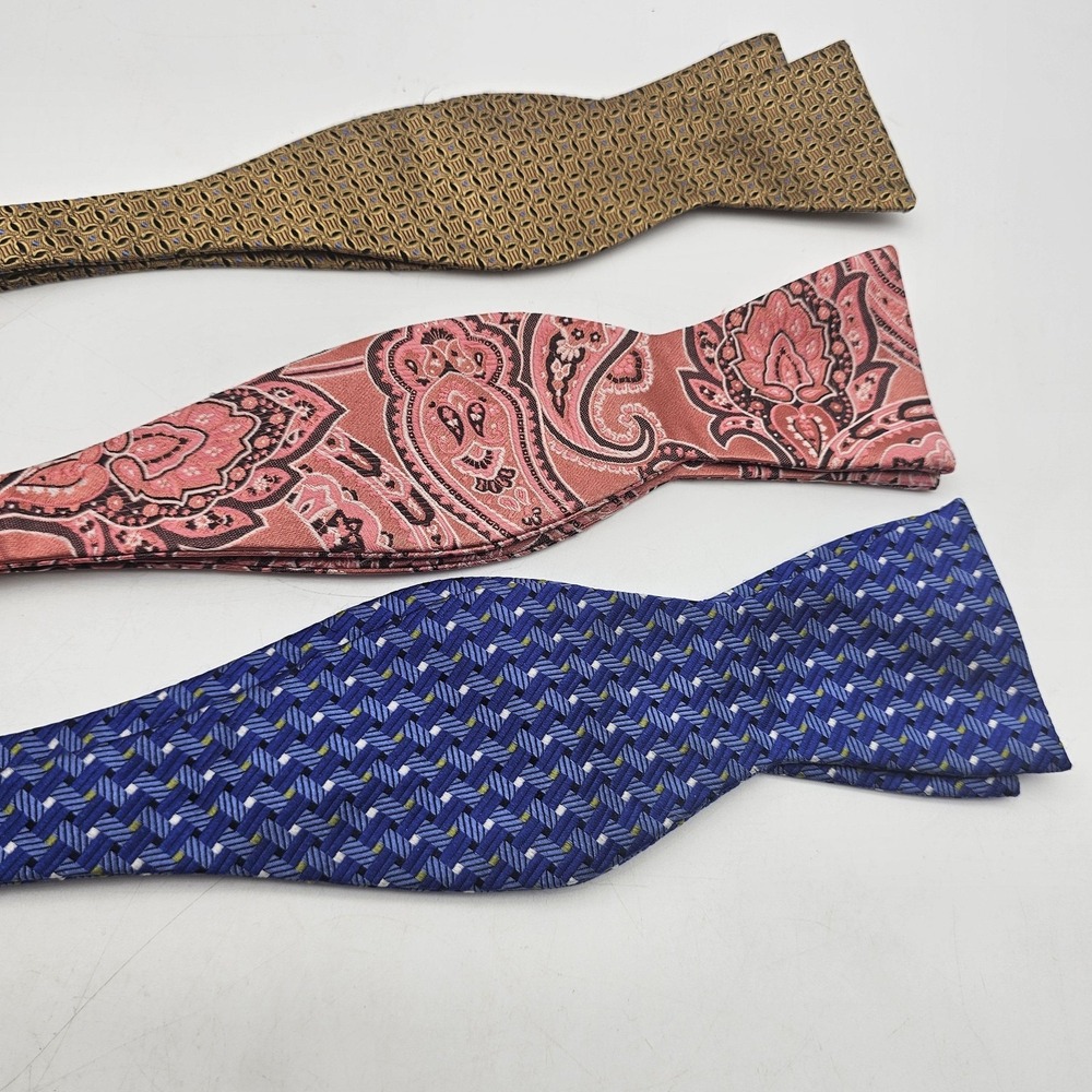 The Tie Bar Bow Tie Mens One Size Multicolor Silk Lot 3 Geometric Self Tie